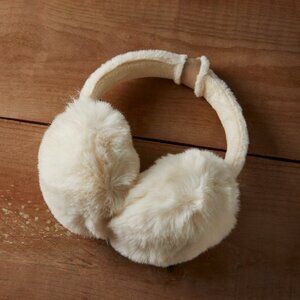 Cream + Tan Faux Fur Earmuffs w/ Knot Detail by Aspen